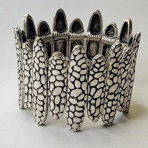 Unique Leopard Print Silver Stretch Bracelet Antique Silver Cuff Bracelet